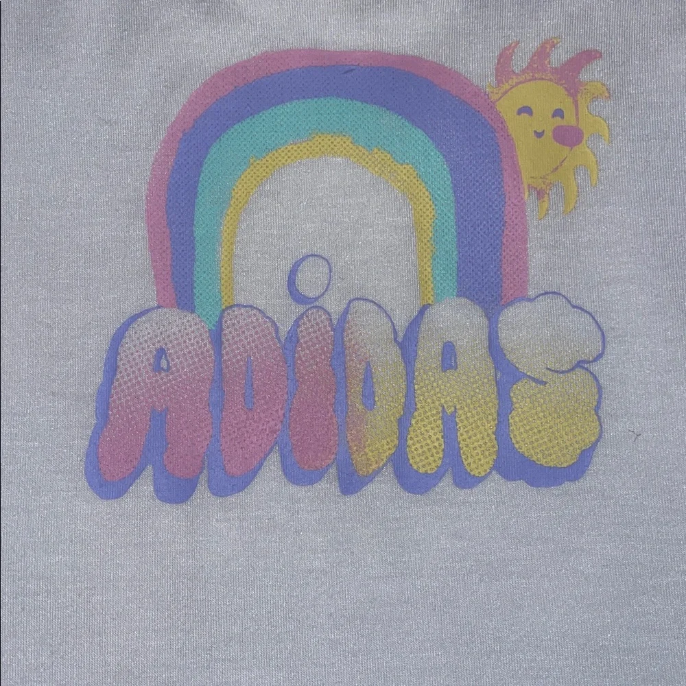 adidas White Rainbow Graphic Tee and Flounce Skort  Set